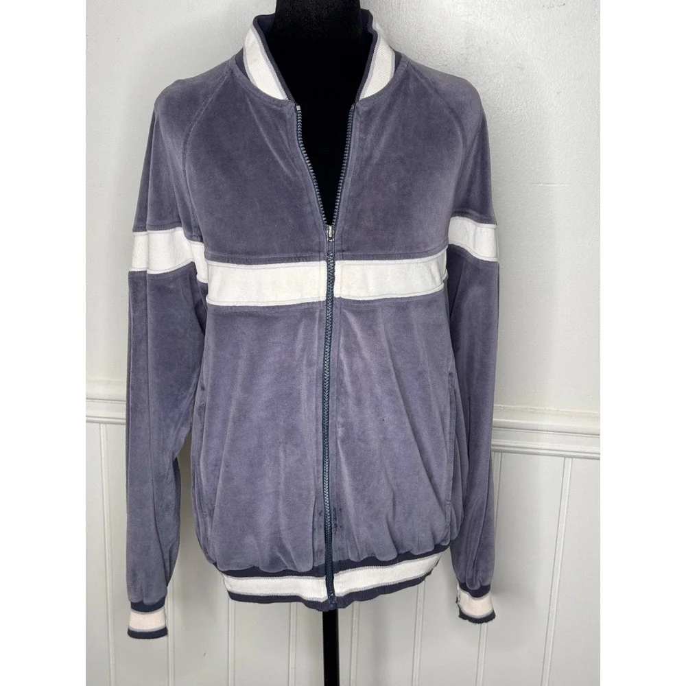 Vintage Christian Dior Track Jacket M Blue Velour Archive 90s Unisex Streetwear